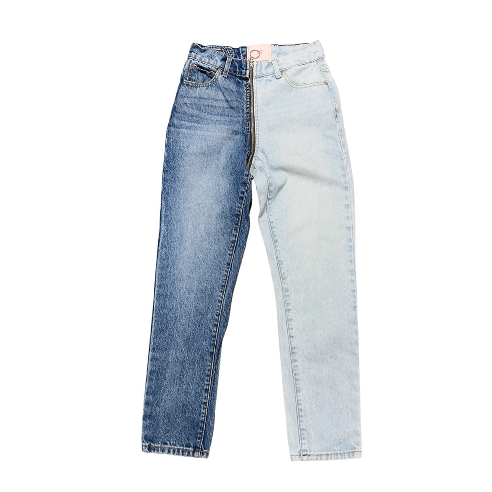 Revice Jeans Womens 25 Yin Yang Crop Two Toned Retro Front To Back Zipper Denim